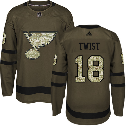 Adidas Blues #18 Tony Twist Green Salute to Service Stitched NHL Jersey
